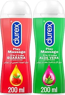 Durex Play Stimulating Massage 2in1 Lube arousing Guarana, 200ml Gel + Durex Play Original Massage 2in1 Lube soothing Aloe Vera, 200ml Gel