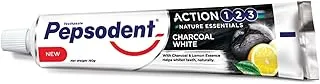 Pepsodent Charcoal White Toothpaste with Charcoal & Lemon Essence| Active Formula for Naturally Polished White Teeth| Fluoride Maintains Oral Health & Prevents Cavities| 160 gm