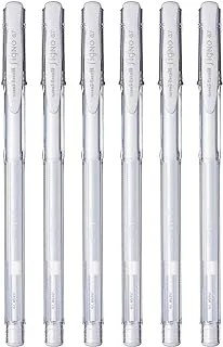 Uniball UM 100 Signo Gel Pen (0.7mm, Transparent Body, Cream White Ink, Pack of 6)