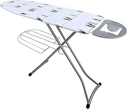 Royalford 122 x 38 cm Ironing Board with Steam Iron Rest - Portable Lightweight Heat Resistant, Contemporary Lightweight Iron Board with Adjustable Height & Lock System|Perfect for Laundry Home & More