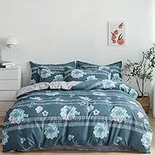 RISHAHOME 6-Piece Double Size Duvet Cover Set|1 Duvet Cover + 1 Flat Sheet + 4 Pillow Cases|Microfibre|MANGATA