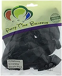 Party Time 12 Inch Latex Balloons - Black, 25 Pieces