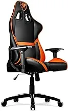 Cougar gaming chair armor, steel-frame, breathable pvc leather, 180° recliner system, 120kg weight capacity, 4d adjustable arm-rest, steel 5-star base