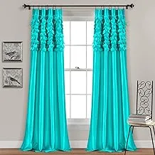 Lush Decor Circle Dream Window Curtains Panel Set For Living, Dining Room, Bedroom (Pair), 84 In X 54 In, Turquoise