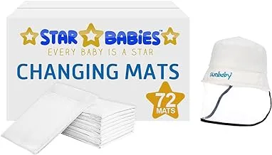 Star Babies Disposable Changing mats - White Pack of 72 with Free Hat with Shield