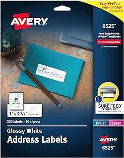 ملصقات ADDRESS قابلة للطباعة من Avery مع تغذية مؤكدة ، 1 