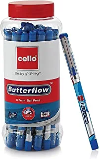 Cello Butterflow Ball Pen | Blue Ball Pens | Jar of 25 Units | Best Ball Pens for Smooth Writing | Ball Point Pen Set | Pens for Students and Professionals | Cello Stationery