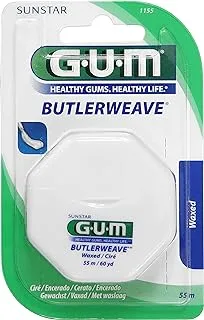 Gum Butlerweave Dental Floss-Waxed-Healthy Gums-Healthy Life-Unique Woven Design-Effective Teeth Clean-Removes Plaque-Flat and Wide Profile-55m