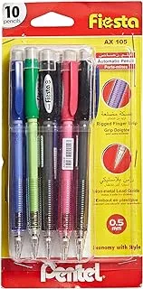 Pentel Fiesta Mechanical Pencil, 0.5Mm Tip Size, Multicolour, 10-Pieces