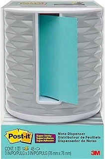 Post-It Note Dispenser, 3X3 In, Vertical, White With Grey, Pack Includes Dispenser And A 45-Sheet Pad Of Pop-Up Notes (Abs-330-W)