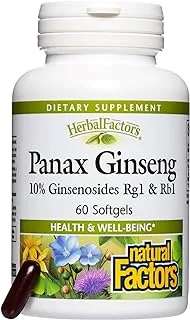 HerbalFactors by Natural Factors, Panax Ginseng, Promotes Resistance to Everyday Stress and a Healthy Well-Being, 60 softgels (60 servings)