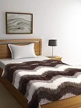 Portico Jacquard Collection 350 Gsm Micro Flano Single Blanket, Brown/White, 150 X 200Cm, 8492851