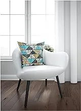 Home Town Digital Print Micro Fiber Geometric Tiles Blue & Yello Cushion with Filler، 45X45 سم