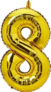 The Party Popper Number 8 Balloons, 40 inch Length, Gold