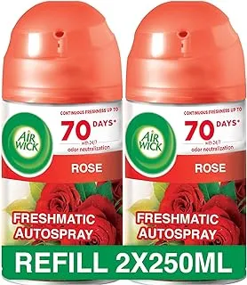 Air Wick Freshmatic Autospray Refill, Rose Fragrance, Eliminates Bad Odour Smell, 250 ml (Pack of 2)