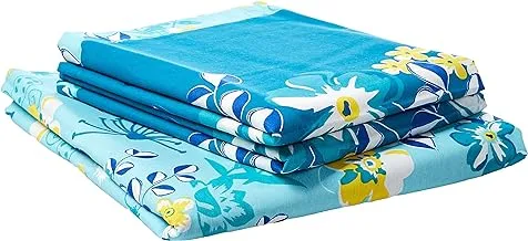 Swayam Sparkle Collection Flat Queen Bedsheet Set, Blue, 240X270cm, Qf-1218