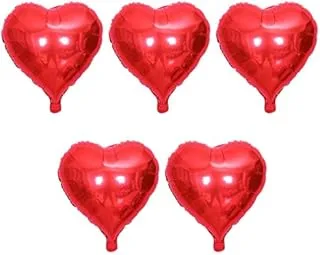 PARTY TIME - 5 Pieces Heart Shape Foil Balloons Valentine Balloon Romantic Wedding Heart Balloon Wedding Festival Valentines Day Decorations (Red)