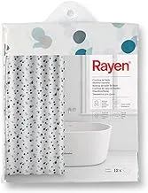 Rayen 2347.01 Polyester Shower Curtain, Includes 12 Clear Rings