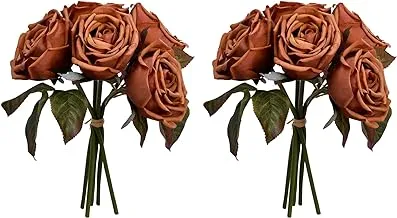 YATAI 10 Heads Real Touch Artificial Rose Flowers Floral Wedding Bouquet Wholesale Artificial Flowers Plants for Home Party Arts Crafts Project Decorations (Coffee)