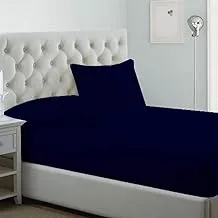 iBed home طقم شرشف سرير مغاط فاخر 3 قطع ، قطن 300 خيط ، مقاس كينغ كحلي