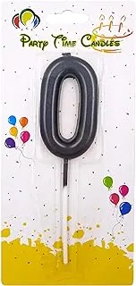 PARTY TIME - #0 Black Birthday Number Candles, Matte Numeral Candles Cake Topper Decoration for Birthdays, Weddings, Reunions and Theme Party