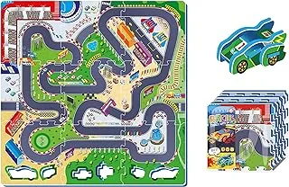 Sunta Racing Track With Diy Car Puzzle Mat 9 Pcs, Multicolor, 900536