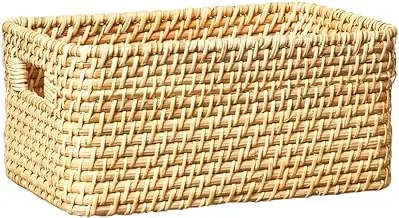 Homesmiths Natural Rattan Storage Bins With Handles Small 28x18x13cm