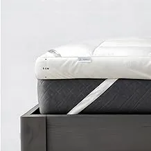 Cotton Home Mattress Topper Hotel Luxury Fluffy Super Soft Topper Comfortable Breathable Foam Noiseless 500 GSM Extra Thick Bed Topper With Elastic Bands 150x200x5 cm Size, White