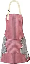 SKY-TOUCH Bib Apron with Pockets, Adjustable Kitchen Aprons 2 Side Wipe Hands Coral Velvet Towels Stitched Pinstripe Waterproof Cooking Aprons Unisex (Red)