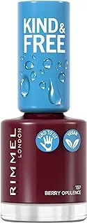 Rimmel Kind & Free Clean Nail Polish - Breathable Top Coat Plant-Based Formula To Animals Vegan 8 ml 25Oz, Shade 157 Berry Opulence