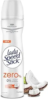 Lady Speed Stick, Zero%, Antiperspirant Deodorant, Spray, Fresh Coconut, 150ML