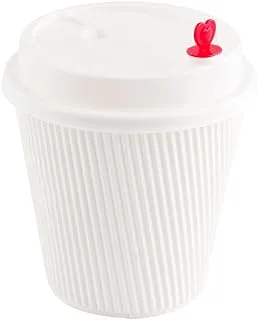 Disposable White BPA Free Coffee Cup Lid With Red Heart Stopper Plug - Fits 8-OZ, 12-OZ and 16-OZ Cups: Perfect for Coffee Shops and Restaurant Takeout - Recyclable - 500ct Box - Restaurantware