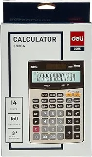 Deli 14 Digits 150 Steps check Desktop Calculator-Brown