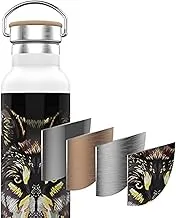 Green Lion Pattern Stainless Steel Water Bottle 600ml / 21oz - Wolf