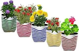 TrustBasket Premium Colorful Stripe Grow Bag - Set of 5 (20 * 20 * 35 cm)