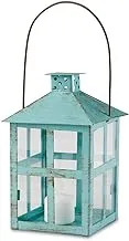 Kate Aspen Vintage Blue Distressed Large Rustic Lantern, 7.5 Inch