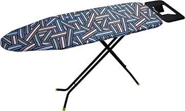 Royalford 110 x 34 cm Ironing Board with Steam Iron Rest, Heat Resistant, Contemporary Lightweight Iron Board with Adjustable Height and Lock System (Blue & White)