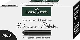 Faber-Castell Ink Cartridge Packet Of 6X10Pc Black, Standard, Blue Erasable,For Fountain Pens With A Standard Cartridge System Quality Ink Made In Germany, 185507