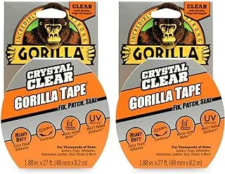 Gorilla Crystal Clear 1.88 X 9 Repair Duct Tape, (Pack Of 2), 6027016