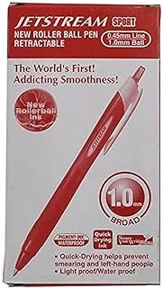 uni-ball Jetstream Sport Retractable Roller Ball Pen, Red, Pack Of 12