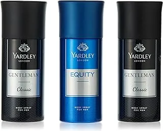 Yardley London Men Body Spray, Gentlemen, 2 X 150 ml + Equity, 150 ml