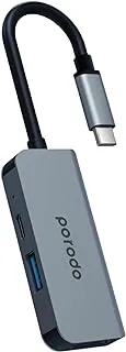 بوروودو موزع 3 في 1 ألومنيوم USB-C 4K HDMI PD 87W - رمادي