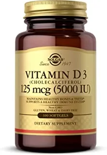 Solgar Vitamin D3 (Cholecalciferol) 5000 Iu 100 Softgels