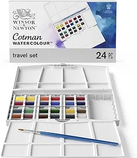 Winsor & Newton Cotman Watercolor Paint, Plus Set 24 Half Pans, Set of 24