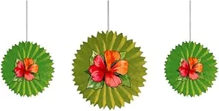 Creative Converting Bamboo Weave Tissue Fans With Attach Flower 3 Pieces