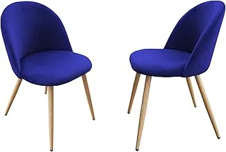 Mahmayi HYDC019 Velvet Dining Chair - Modern Upholstered Leisure Chair for Living Room, Dining Room, Kitchen - Velvet Fabric - Ideal for Hotel, Restaurant, and Office (Pack of 2, Blue)