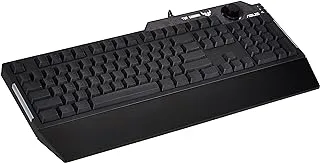 Asus Tuf K1 - لوحة مفاتيح للألعاب الغشائية للكمبيوتر | ذاكرة مدمجة قابلة للبرمجة | مقبض صوت مخصص ، Aura Sync RGB وإضاءة جانبية | مسند المعصم القابل للفصل | مقاومة الانسكاب | شديد التحمل | أسود