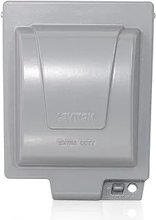 Leviton Ium2V-Gy Extra Duty Outlet Hood, 2-Gang Gfci Or Duplex Receptacle Or Single Receptacle, Horizontal Mount, Gray