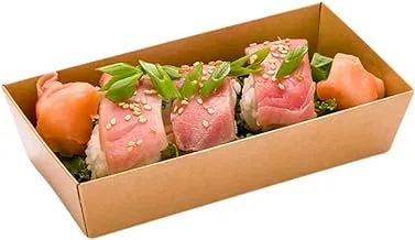 Restaurantware Medium Paper Sushi Container - Rectangle Sushi Box - Kraft Brown - 5 1/2