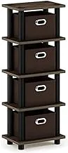 Furinno Turn-N-Tube 4-Bins System Rack, Columbia Walnut/Black/Dark Brown, 28.7 (W) x 73.15 (H) x 19.56 (D) cm